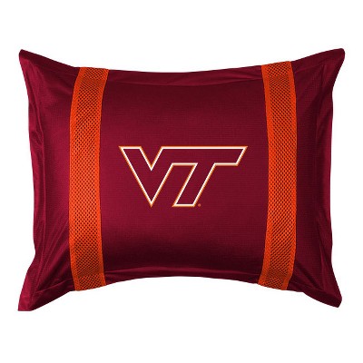 NCAA Pillow Sham College Football Team Logo Bedding Accessory - Virginia Tech Hokies..