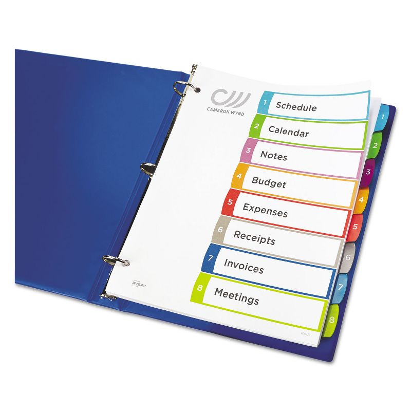 Avery Ready Index Table of Contents Dividers Multicolor Tabs 1-8 Letter 11841, 3 of 10