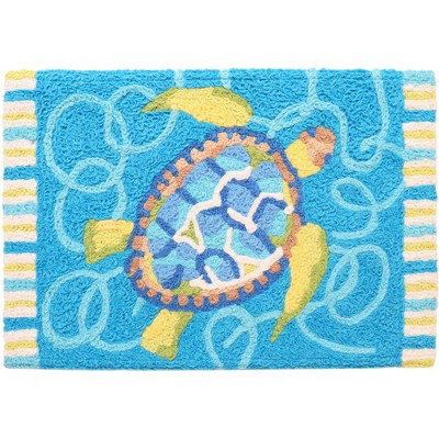 Jellybean Blue Turtle & Swirls Doormat – Coastal Indoor/Outdoor Mat with Sea Turtle Design, Machine Washable, Eco-Friendly, 20" x 30"