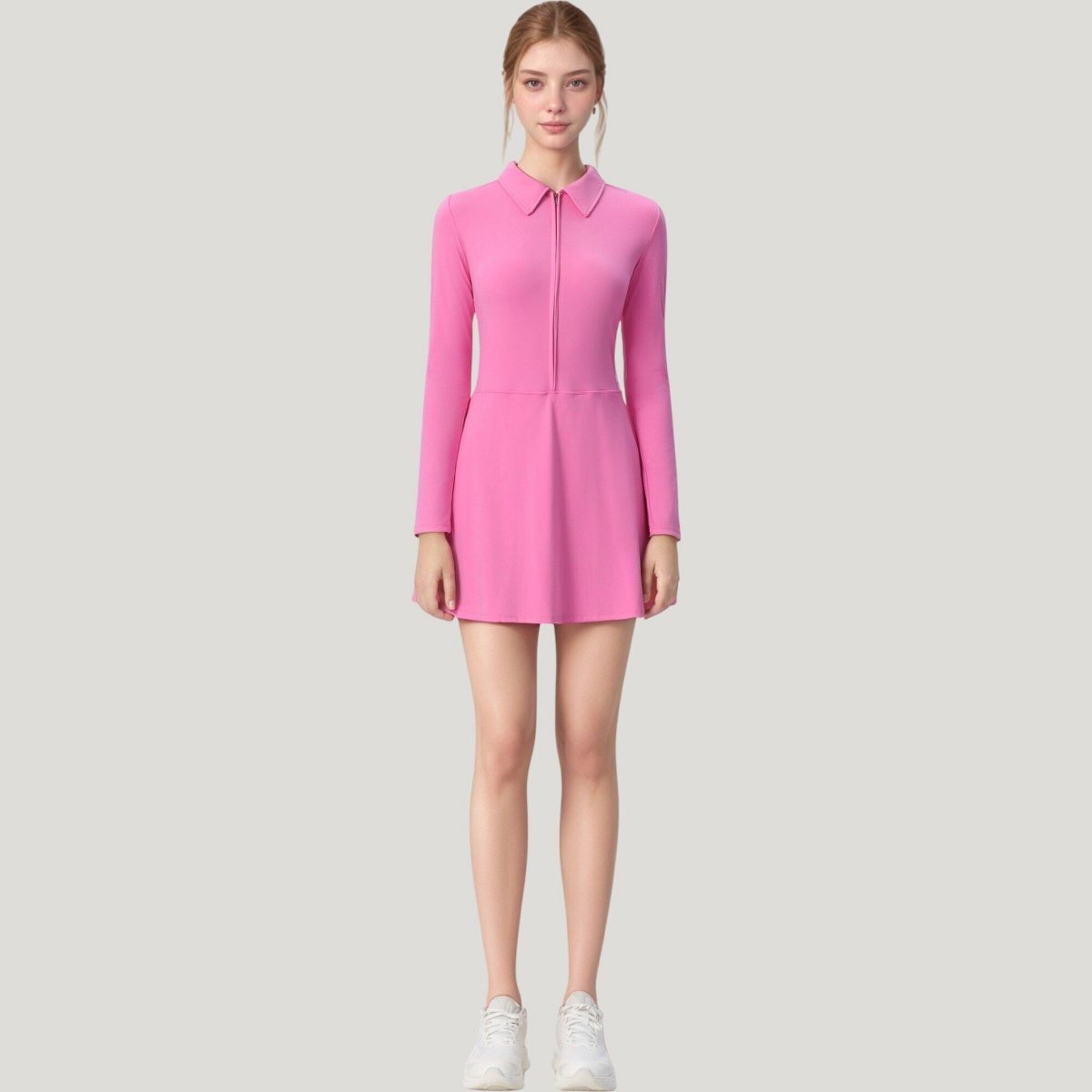 Женские платья Anna-Kaci Active Women's Active Dress with Zip Front Closure and Pointed Collar - X Large, Pink — фото 6