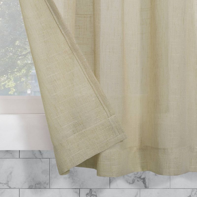 Set of 2 Slub Textured Linen Blend Cafe Curtain Tiers - Archaeo, 3 of 6