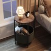 End Table with Grey Cloth Bag Storage Basket - 3 of 4