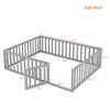 Queen Size Wood Floor Bed Frame with Fence and Door Gray - 2 of 4