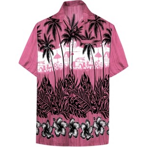LA LEELA Men's Hawaiian Shirts Short Sleeve Button Down Shirt Mens Hawaii Shirts Boho Holiday Casual Summer Beach Shirts for Men Funny - 1 of 4