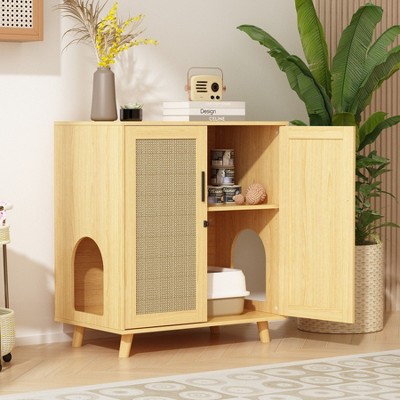 FUFU&GAGA Cat Cabinet Organiser Sisal Cabinet Doors Safe and Natural