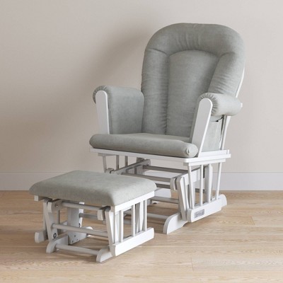 Matte White and Gray Glider Rocker with Ottoman Set