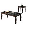 Traditional Espresso Solid wood 3pc Tables Set 1x Coffee Table and 2x End Tables Faux Marble Top Living Room Furniture - 4 of 4