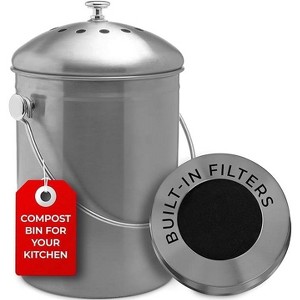 EPICA 1.3 Gallon Countertop Compost Bin | Odorless Stainless Steel Kitchen Composter with Lid & Filters - 1 of 4