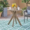 Acacia Wood Outdoor Bistro Table, Round Slatted Patio Side Table with Cross Base, Gray Round Patio End Tables -Christopher Knight Home - 2 of 4