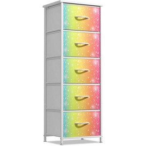 Sorbus Narrow 5 Drawers Nightstand with Steel Frame, Wood Top, Easy Pull Fabric Bins for Home, Bedroom, Office & Dorm - 1 of 4