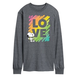 Men's - Peanuts - Rainbow Love Scribble Long Sleeve Graphic T-Shirt - 1 of 4