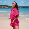 Women's Pink Collared Plunging Wide Leg Romper - Cupshe - image 4 of 4