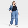 Women's High-Rise Denim Cargo Pants - Ava & Viv™ Medium Wash - 3 of 3