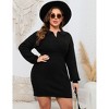 Coolmee Women Mini Fall Sweater Dresses Casual V Neck Knit Long Sleeve Fit Ribbed Pullover Jumper Sweaters Short Dress - 4 of 4