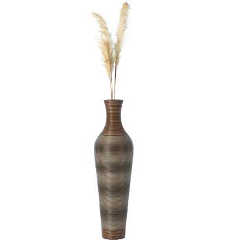 Uniquewise 39-Inch-Tall Vase, Brown Decorative Floor Vase, Classic Neat Tall Freestanding Flower Holder, PVC Artificial Rattan Vase