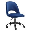 HomeRoots Blue And Black Steel And Velvet Adjustable Swivel Rolling Office Chair - 4 of 4