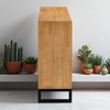 Sideboard Storage Cabinet with Water Wave Textured Doors, Rubberwood Veneer, Adjustable Shelves, Wooden Buffet Console for Dining Room or Kitchen - 2 of 4