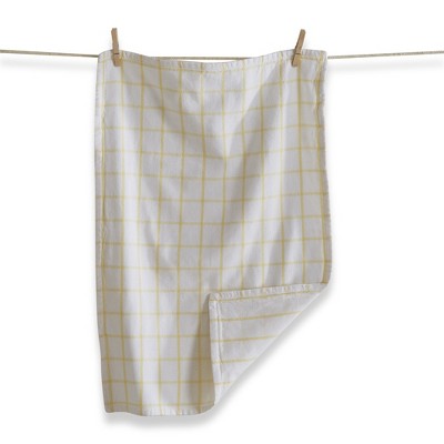 TAG Classic Double Cloth Yellow Windowpane Cotton Machine Washable Kitchen Dishtowel 26L x 18W in. Decoration Decor