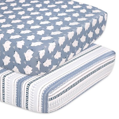 The Peanutshell Fitted Crib Sheets - Blue Little Rhino - 2pk