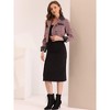 INSPIRE CHIC Women's Tweed Plaid Contrast Collar Double Breasted Vintage Cropped Jackets - 4 of 4