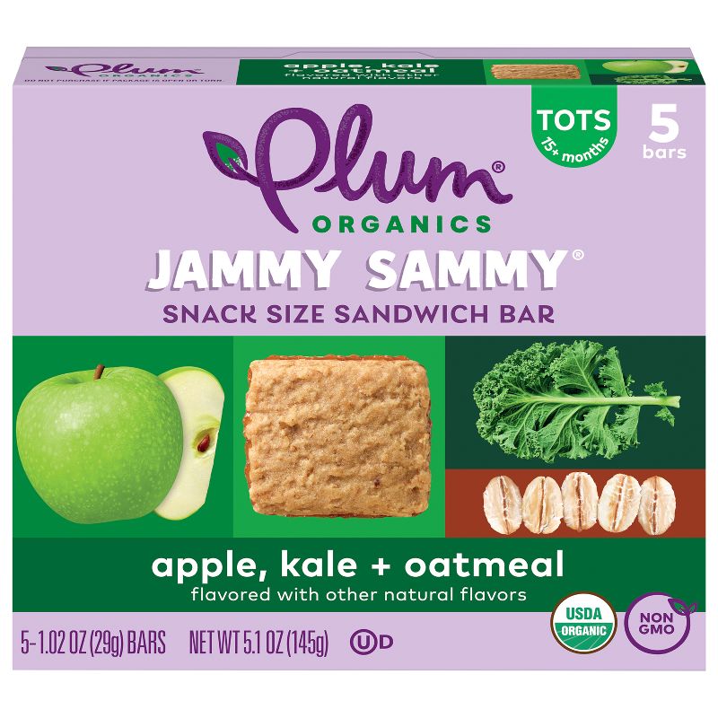 Plum Organics Jammy Sammy Snack Bars - Apple, Kale, and Oatmeal - 1.02oz/5ct, 1 of 14