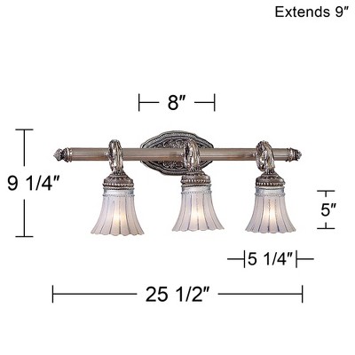 Brushed Nickel 3-Light Traditional Vanity Fixture with Etched Glass Shades