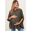 Pinkblush Olive Checker Print Short Sleeve Oversized Maternity Blouse - 2 of 4
