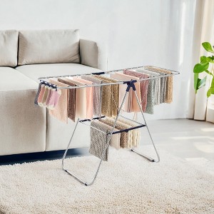 Free-Standing Metal Clothes Drying Rack with Sock Clips Foldable Laundry Drying Rack Space-Saving Design Clothes Dryer - 1 of 4