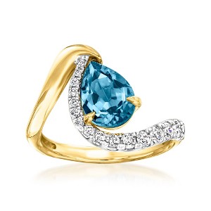 Ross-Simons 1.80 Carat London Blue Topaz Ring With .41 ct. t.w. Lab-Grown Diamonds in 18kt Gold Over Sterling - 1 of 4