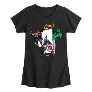Girls' - Marvel - Avengers Birthday 4 Fitted Short Sleeve Graphic T-Shirt - 1 of 4