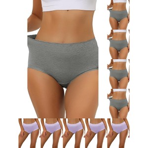 INSPIRE CHIC Women's Cotton Solid High-Rise Lace Trim Tummy Control Full Coverage Briefs 10 Packs - 1 of 4