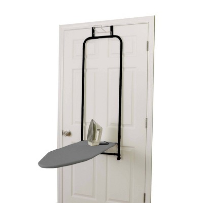 Household Essentials Over the Door Ironing Board Matte Black: Foldaway Metal Holder, Full Size, 1 Year Warranty