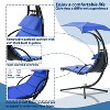 72.83'' Navy Blue Hanging Chaise Lounger with Removable Canopy, Outdoor Swing Chair with Built-in Pillow - 3 of 4