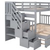 NicBex Twin over Twin/Full Bunk Bed Convertible Triple Bed Frame with Scroll Wheels, Guardrails and Storage Stairs, No Box Spring Required - image 4 of 4