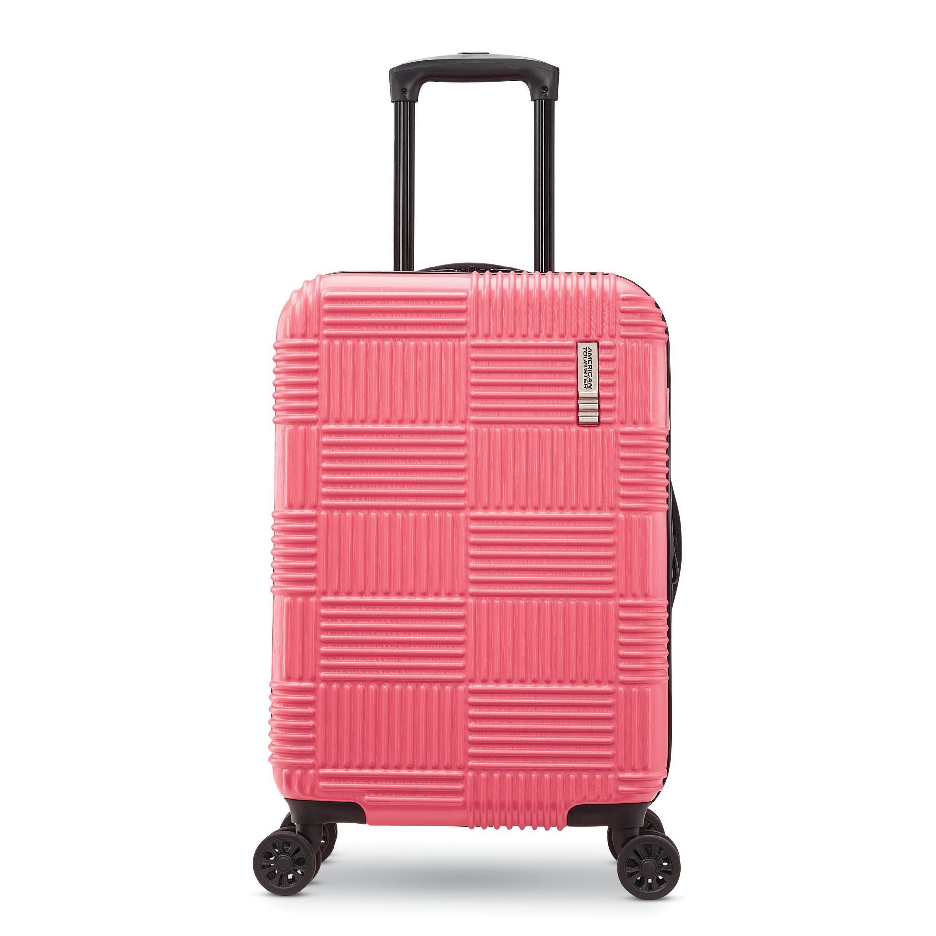 American Tourister NXT Hardside Large Checked Spinner Suitcase - Flamingo Pink: 8-Wheel Spinner Luggage