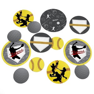 Big Dot of Happiness Grand Slam - Fastpitch Softball - Birthday Party or Baby Shower Giant Circle Confetti - Party Décor - Large Confetti 27 Count - 1 of 4