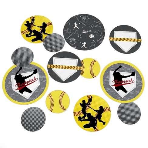 Big Dot of Happiness Grand Slam - Fastpitch Softball - Birthday Party or Baby Shower Giant Circle Confetti - Party Décor - Large Confetti 27 Count - image 1 of 4