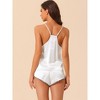 cheibear Women's Satin Sliky Sleeveless Cami Back Sleepwear with Shorts Lounge Pajamas Set - 3 of 4