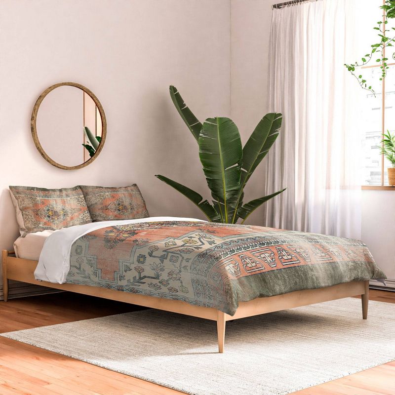 Deny Designs Little Arrow Design Co Turkish Floral Orange Olive Comforter Set Green, 2 of 5