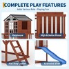 Outdoor Wooden Playhouse with Climbing Wall, 2 Story Wooden Playhouse with Step Ladder, Elevated Modern Cedar Playhouses Kids - 4 of 4