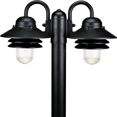 Progress Lighting, Newport Collection, 2-Light Post Mount, Textured Black, Prismatic Acrylic Shade