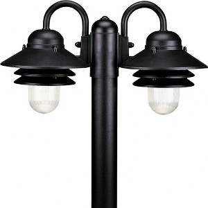 Progress Lighting, Newport Collection, 2-Light Post Mount, Textured Black, Prismatic Acrylic Shade - 1 of 2