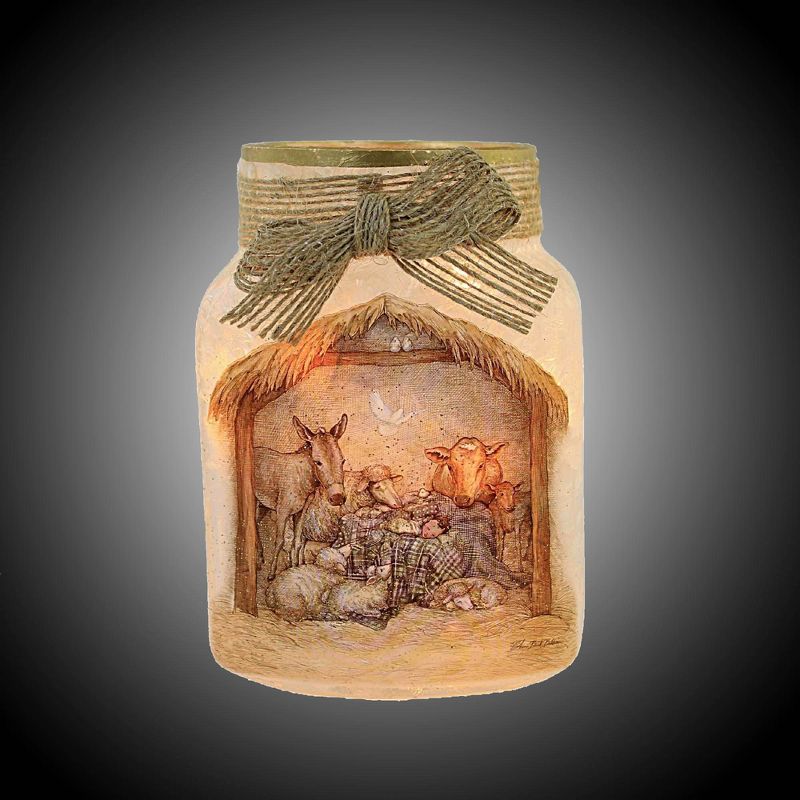 Stony Creek 4.5 Inch Nativity Pre-Lit Jar Manger Creche Animals Novelty Sculpture Lights, 2 of 4
