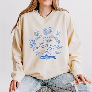 Simply Sage Market Sea La Vie Collage Lightweight Garment Dyed Sweatshirt - 1 of 4