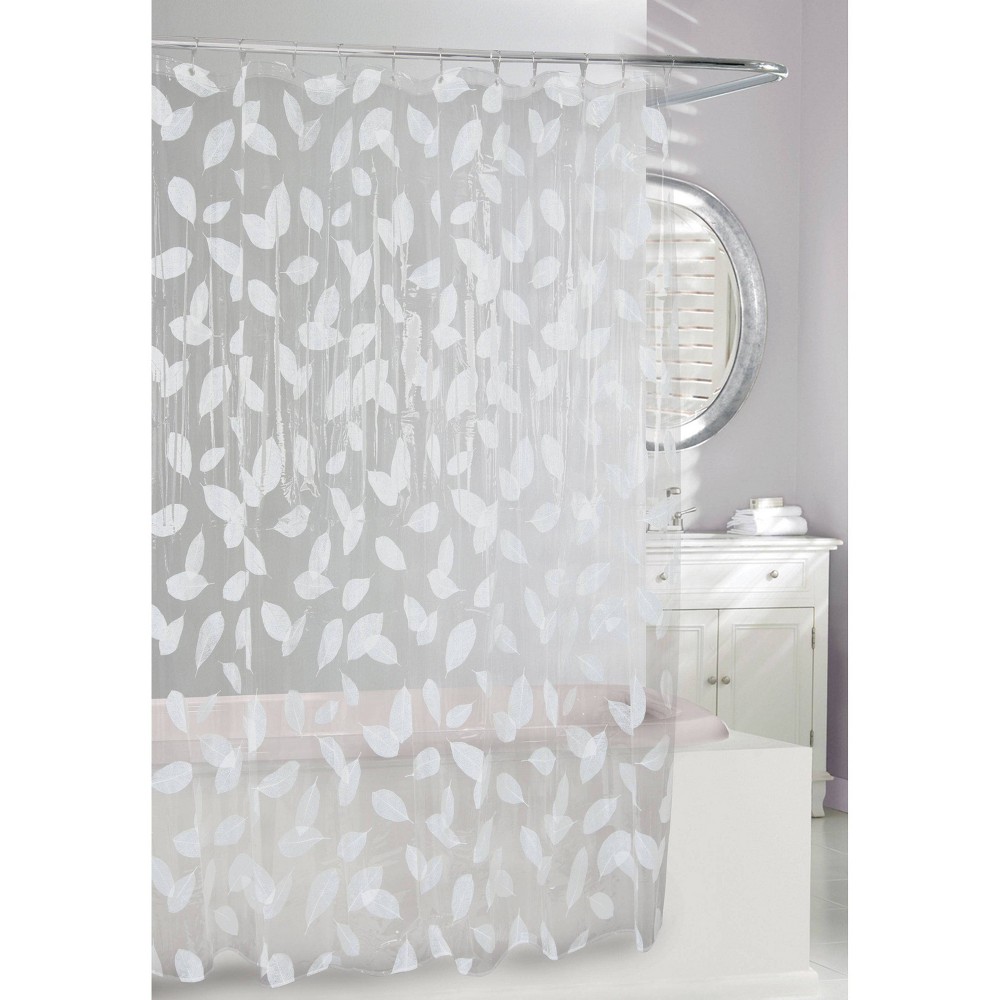 Photos - Shower Curtain Moda at Home Harvest Leaf  White/Clear : Microfiber, Machine Washable, Non-Slip Backing