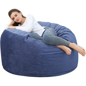 4FT Velvet Bean Bag Chair with Shredded Foam, Large Bean Bag Couch with Removable Cover for Living Room, Bedroom, Dorm - 1 of 4