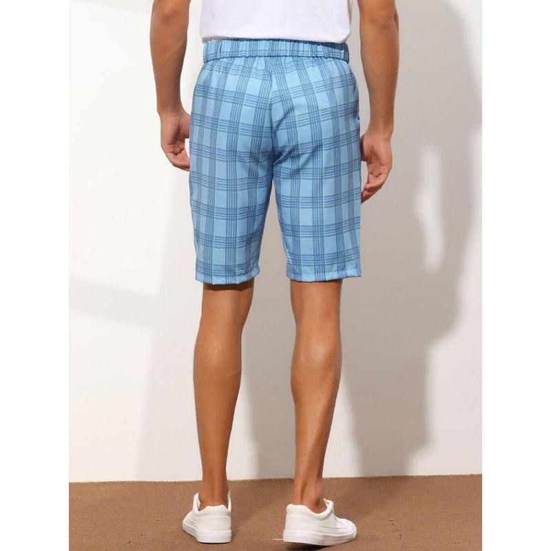 Lars Amadeus Men's Straight Fit Flat Front Plaid Checked Shorts, 3 of 6