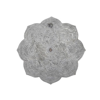 Distressed Patina Metal Layered Flower Wall Sculpture