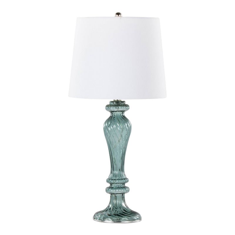 LumiSource (Set of 2) Windsor 25&#34; Contemporary Table Lamps Clear Turquoise Glass with Off-White Linen Shade from Grandview Gallery, 2 of 7
