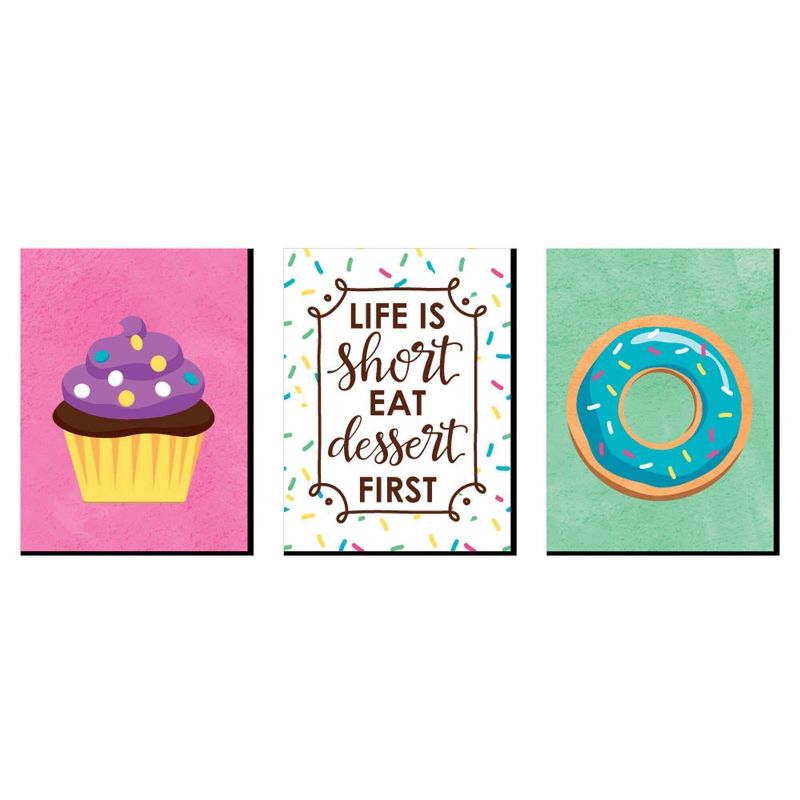 Big Dot of Happiness Sweet Shoppe - Cupcake Nursery Wall Art, Donut Kids Room Decor & Bakery Kitchen Home Decor - 7.5 x 10 inches - Set of 3 Prints, 1 of 8